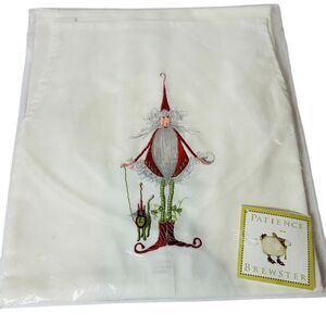 Patience Brewster Christmas Krinkles White Apron Santa Cat Mackenzie Childs NEW